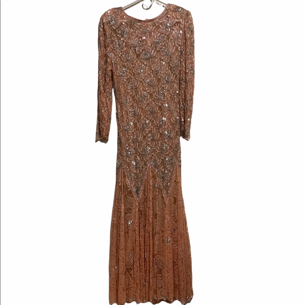 Glamour Beaded Vintage Blush Mermaid Formal Gown